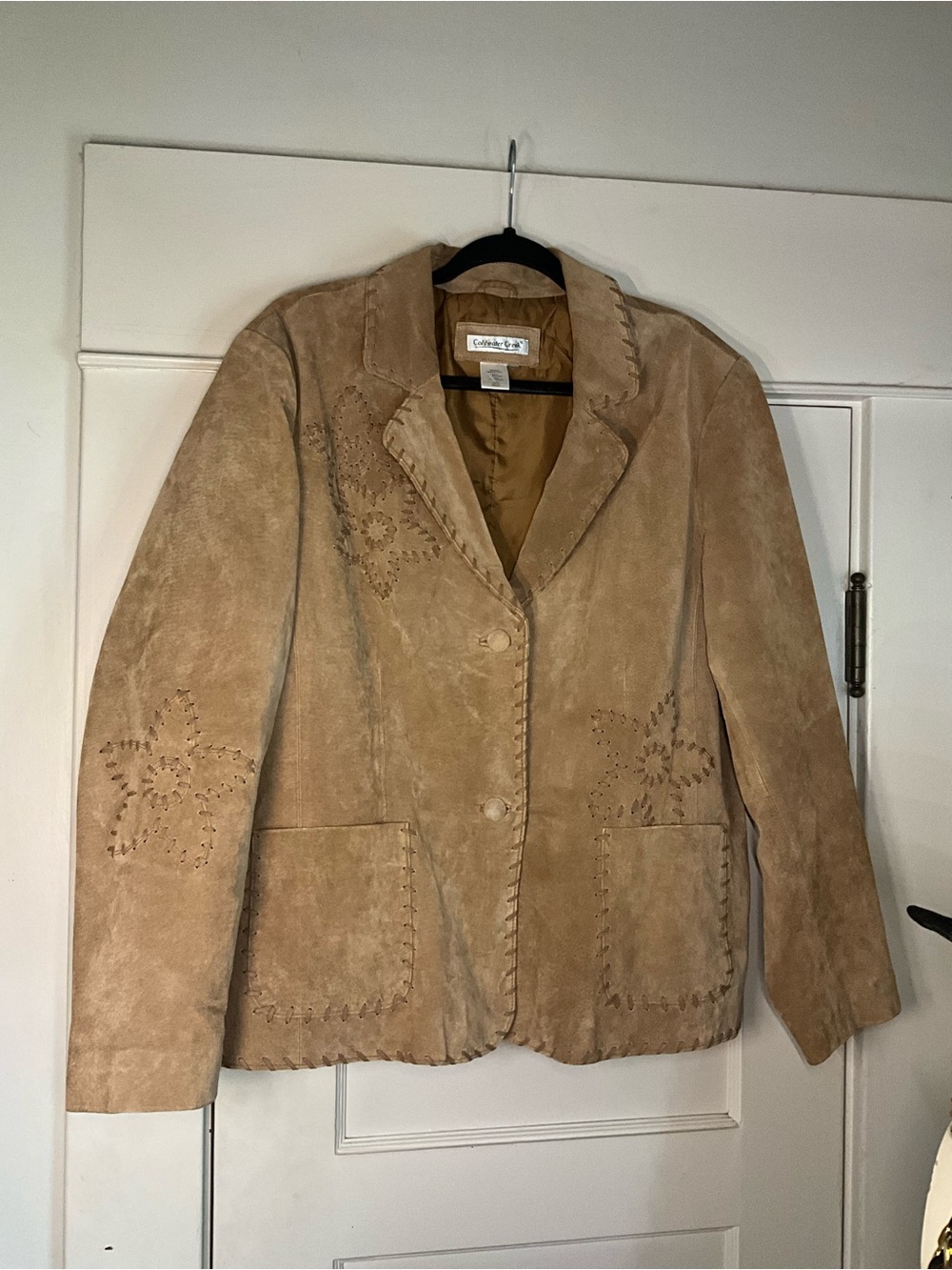 Coldwater Creek Vintage Stitched Suede Button-Front Jacket